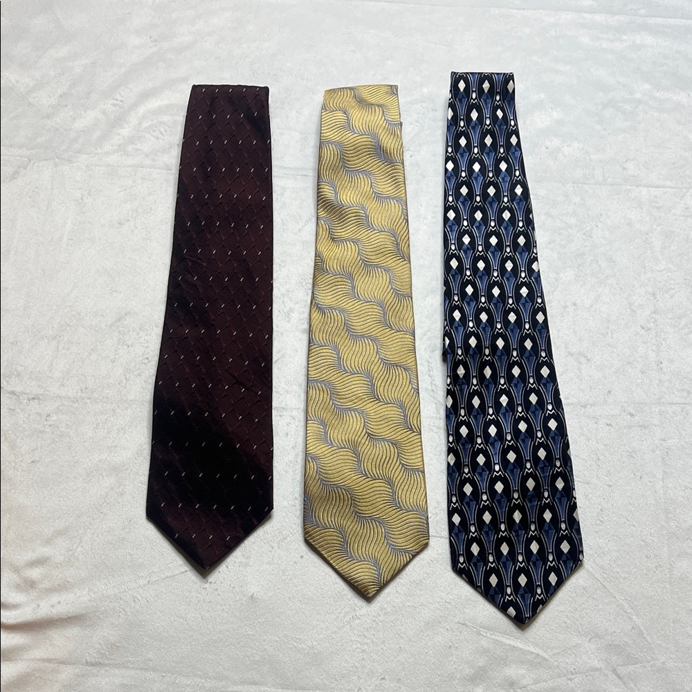 Men's Tie Set - Burgundy, Gold, and Blue